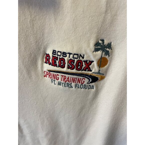 Boston Red Sox White Collared Spring Training Short Sleeve Polo Shirt SZ Medium - Picture 4 of 7